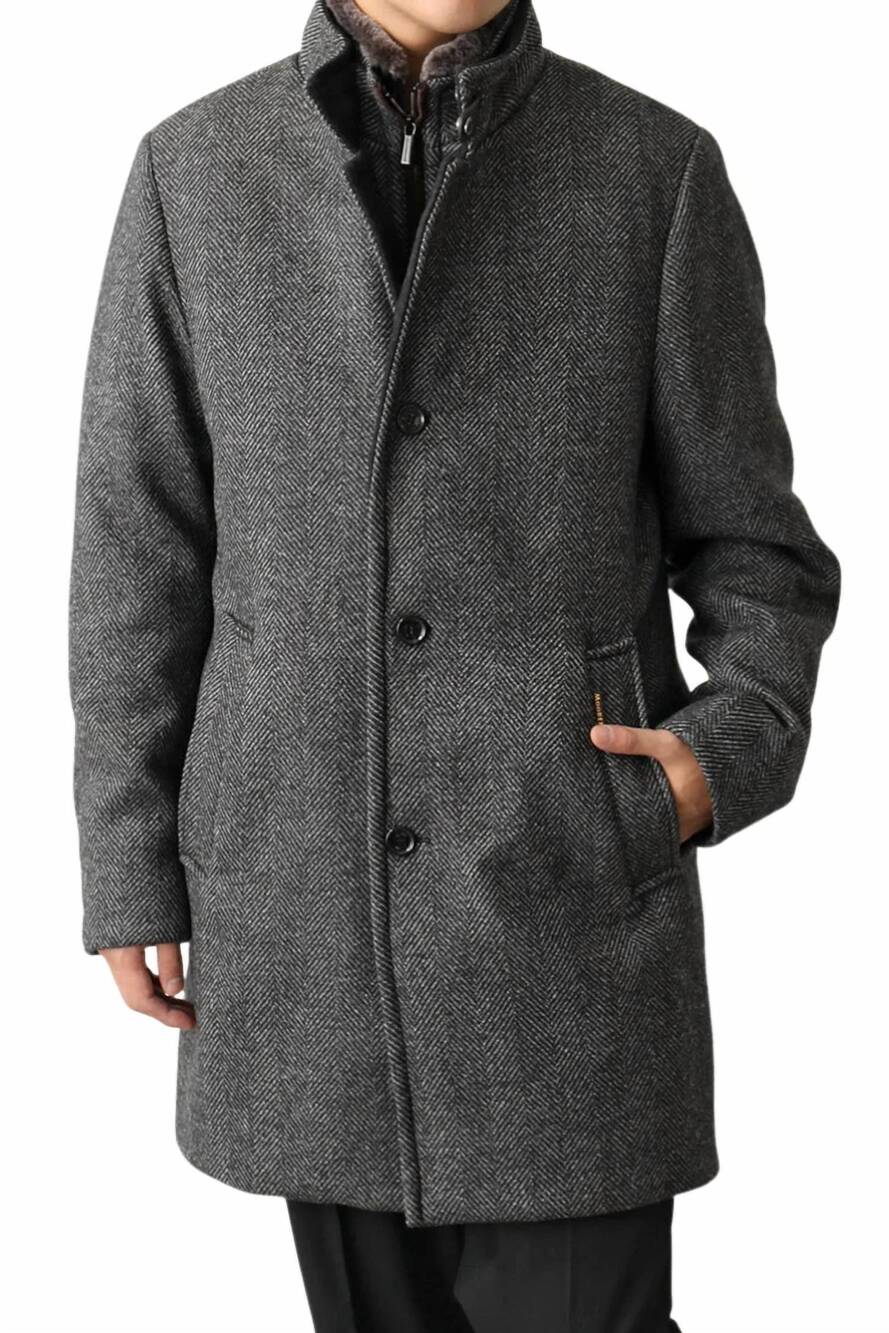 NEW MOORER bond button-fastening coat in antracite